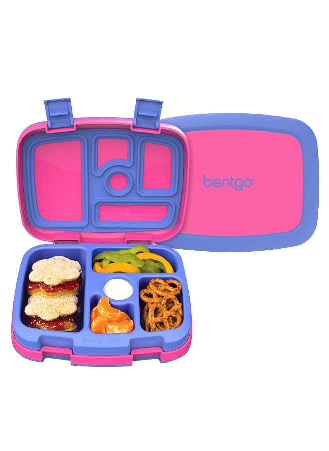 Bentgo Kids Brights Leak Proof, 5 - Compartment Bento - Style Kids Lunch Boxideal Portion Sizes For Ages 3 To 7 Bpa - Free And Food - Safe Materials (Fuchsia)  - Image 2