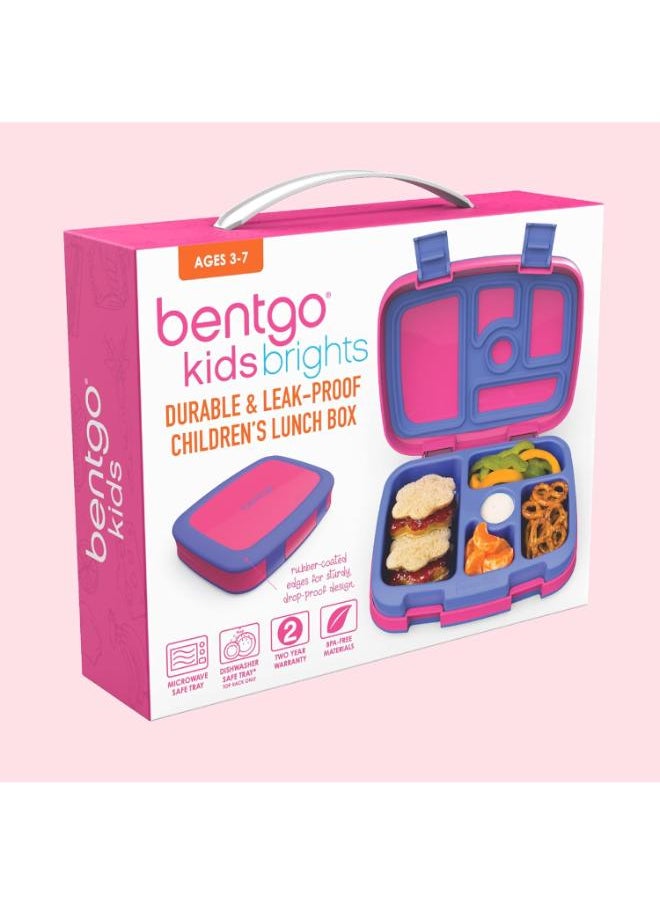 Bentgo Kids Brights Leak Proof, 5 - Compartment Bento - Style Kids Lunch Boxideal Portion Sizes For Ages 3 To 7 Bpa - Free And Food - Safe Materials (Fuchsia)  - Image 5