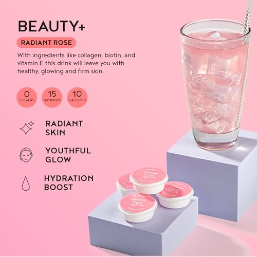 Vitapod Paris Hilton x Daily Wellness System - 22oz Pearlescent Water Bottle in Poolside Blue & 6 Drink Mix Pod Sampler, Includes BEAUTY+, HYDRATION+, and ENERGY+ Functional Drink Mix Pods - Image 4