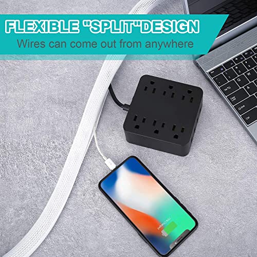 ZhiYo 6.6ft - 1.2 inch White Cable Sleeve, Cable Organizer for Desk PC TV Computer, Wire Protector Cable Wrap Cover, Cord Management for Home Office - Image 5