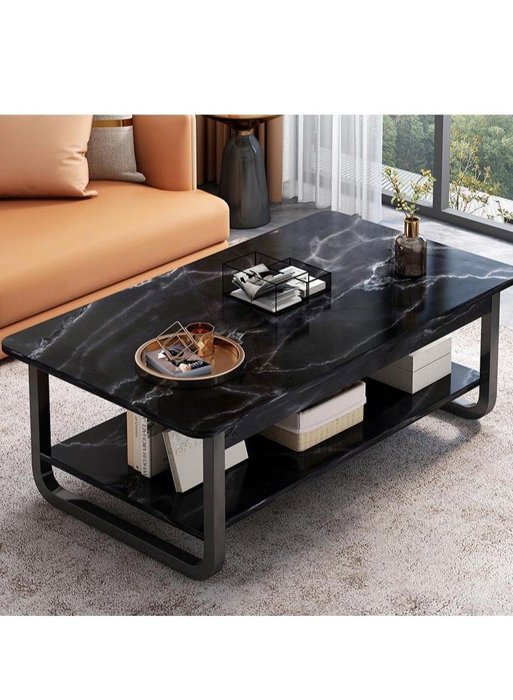 Tanwer Coffee table, living room, coffee table, multifunctional marble veneer small square table 100 * 60 * 40 - Image 1
