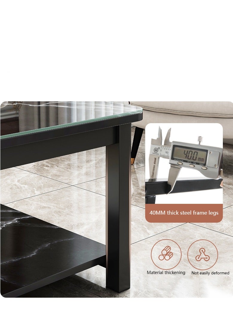 Tanwer Coffee table, living room, coffee table, multifunctional marble veneer small square table 100 * 60 * 40 - Image 3