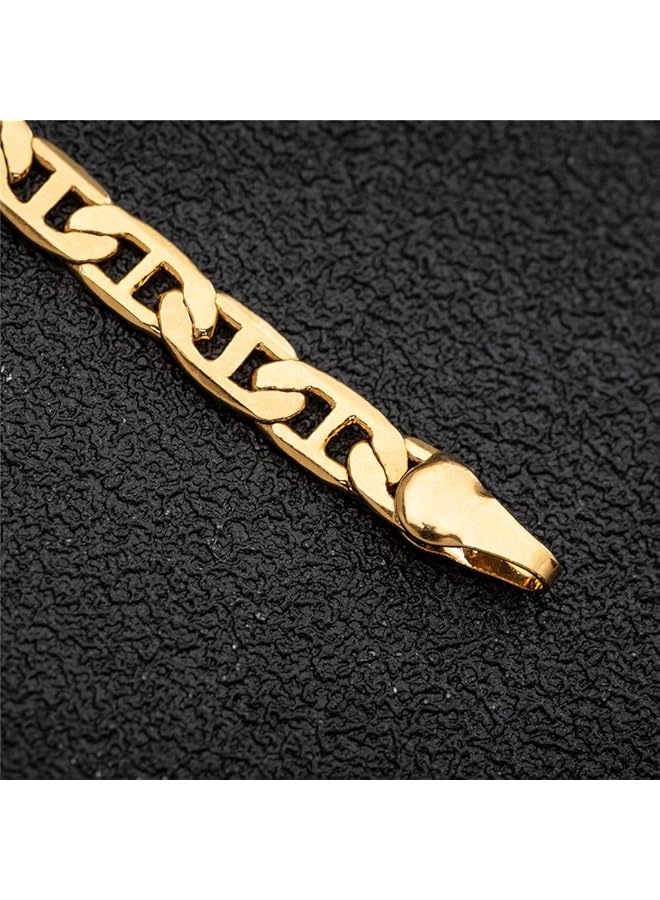 erorex Gold Flat Marina Link Anklet For Women Men 14K Gold 18K Gold Silver Plated 4Mm Wide Mariner Ankle Bracelets For Women 9 Inch Copper Cubic Zirconia - Image 4