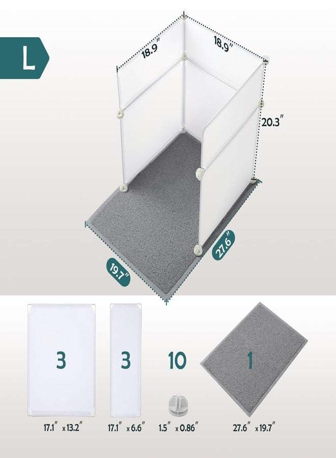 MEEXPAWS Cat Litter Box Enclosure Splash Guard Large L19×W19×H20 inch, Light Weight Plastic Sheets with Cat Litter Mat Easy Clean (White) - Image 3