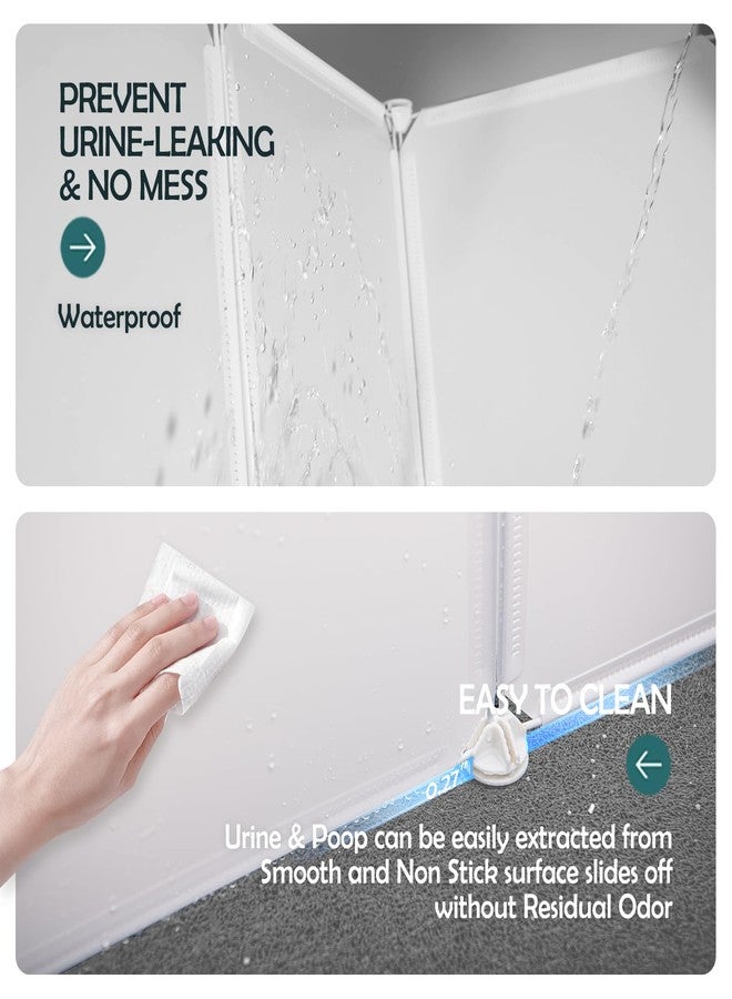 MEEXPAWS Cat Litter Box Enclosure Splash Guard Large L19×W19×H20 inch, Light Weight Plastic Sheets with Cat Litter Mat Easy Clean (White) - Image 4