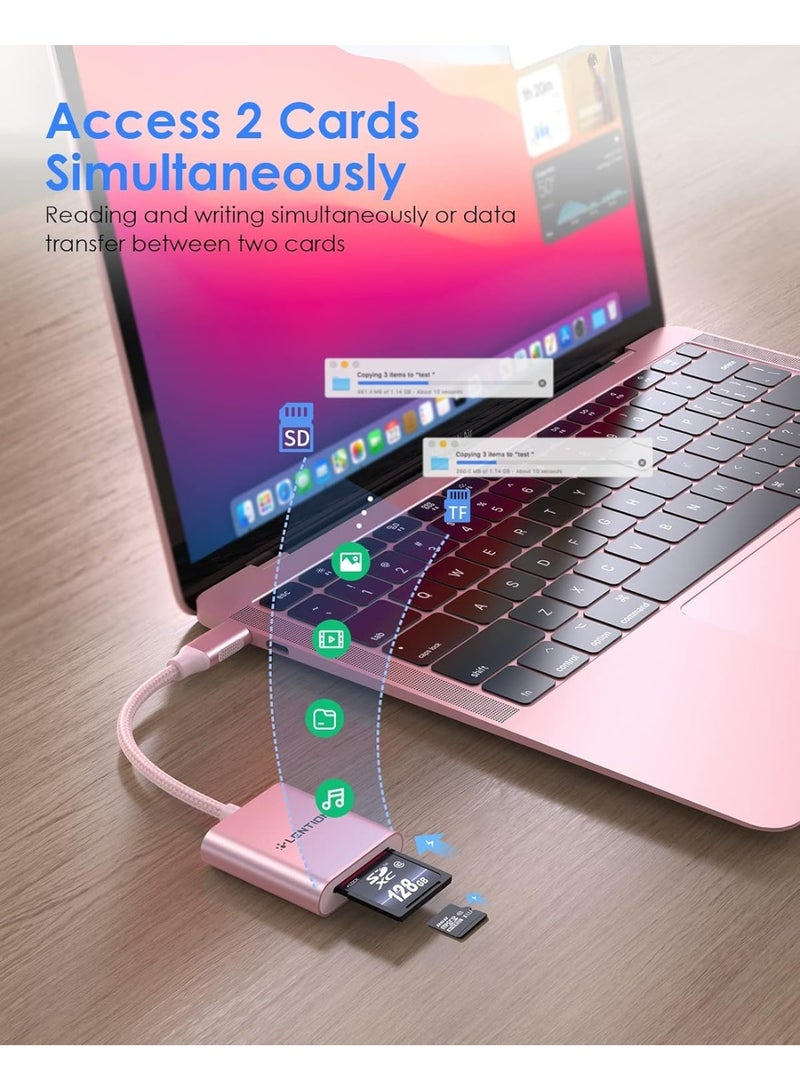 Lention LENTION USB C to SD/Micro SD Card Reader, Type C SD 3.0 Card Adapter Compatible 2023-2016 MacBook Pro 13/15/16, New Mac Air/iPad Pro/Surface, Samsung S20/S10/S9/S8/Plus/Note, More (Rose Gold)  - Image 4