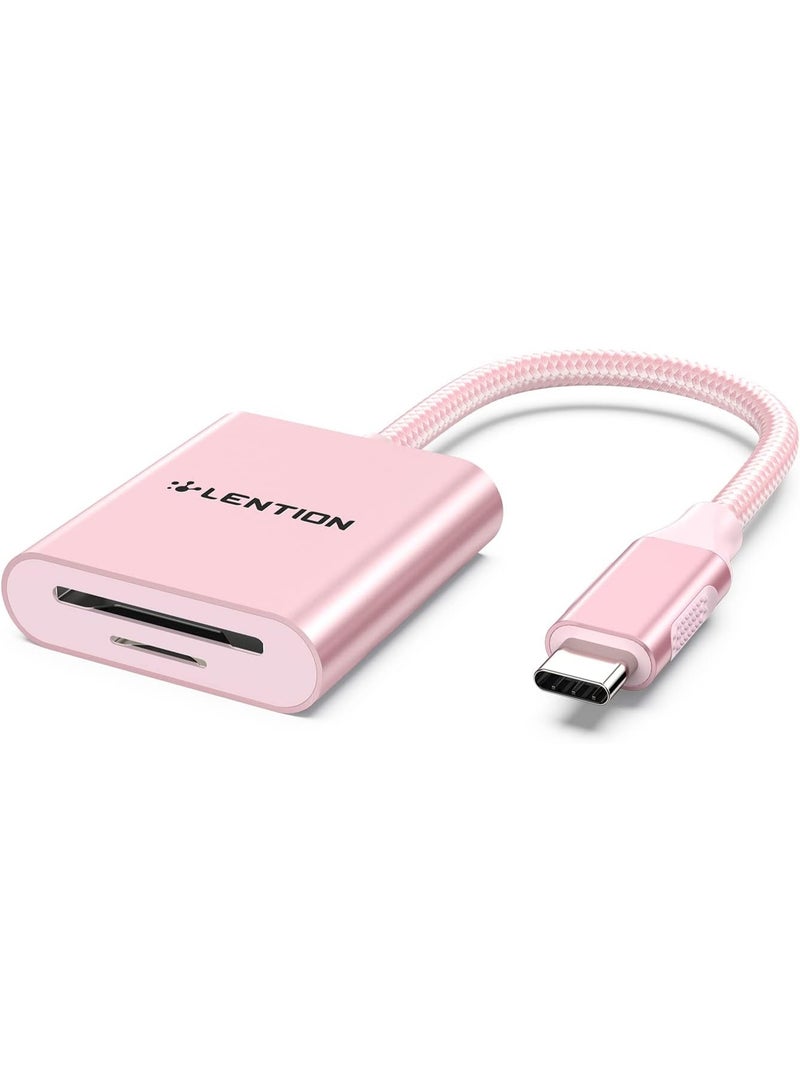 Lention LENTION USB C to SD/Micro SD Card Reader, Type C SD 3.0 Card Adapter Compatible 2023-2016 MacBook Pro 13/15/16, New Mac Air/iPad Pro/Surface, Samsung S20/S10/S9/S8/Plus/Note, More (Rose Gold)  - Image 1