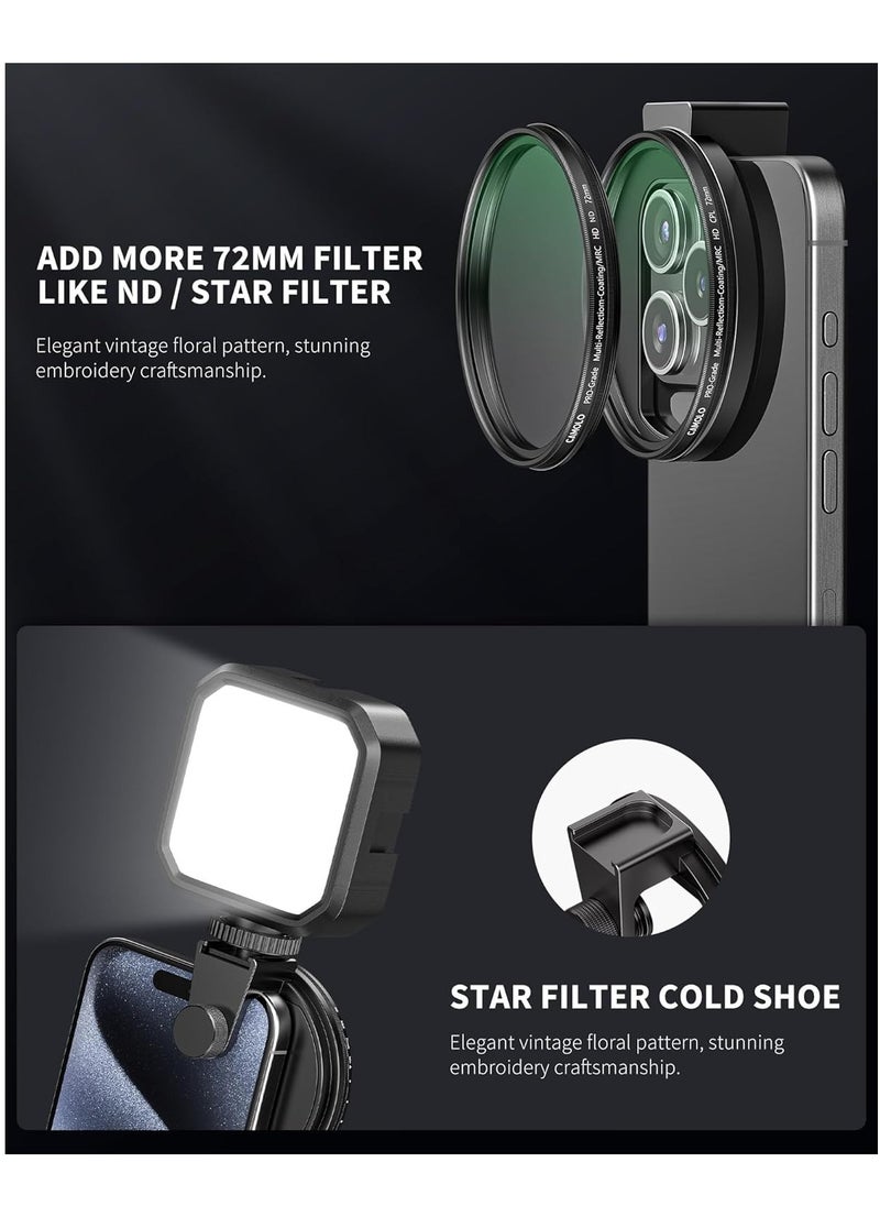 SYOSI CPL Filter for Phone, 72mm Camera Polarized Lens Filter Universal with Metal Cold Shoe Phone Clip for iPhone 15 14 13 12 11 X XS PLUS PRO Max for Samsung Galaxy for Motorola  - Image 4