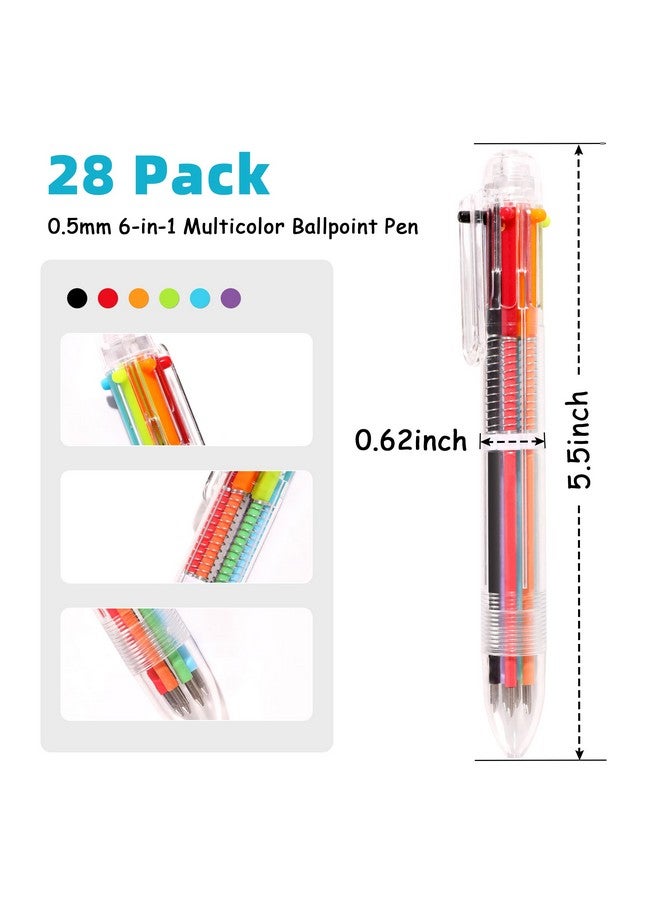 DAIKOYE Ballpoint Pens 24 Pcs 0.5Mm 6-In-1 Multicolor Ballpoint Pens School Supplies Birthday Party Favors Gifts For Kids Students - Image 2