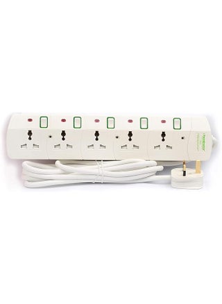 Terminator Universal Power Extension Socket, White color body & cable with individual switch 13A UK 3-pin fused plug (TPB 5G) - pzsku/ZC21434B4573CE5331829Z/45/_/1741964979/cfd9a580-41d2-4ac6-9ef3-cf2d811194cf