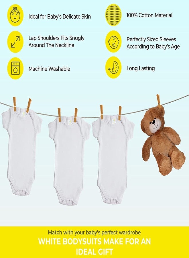 سباسيلك طقم سباسيلك بيبي مكون من 5 قطع من ملابس الأطفال الداخلية القطنية بأكمام قصيرة للأطفال الرضع وحديثي الولادة، أبيض، 18 شهرًا - Image 4