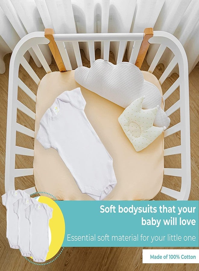 سباسيلك طقم سباسيلك بيبي مكون من 5 قطع من ملابس الأطفال الداخلية القطنية بأكمام قصيرة للأطفال الرضع وحديثي الولادة، أبيض، 18 شهرًا - Image 3