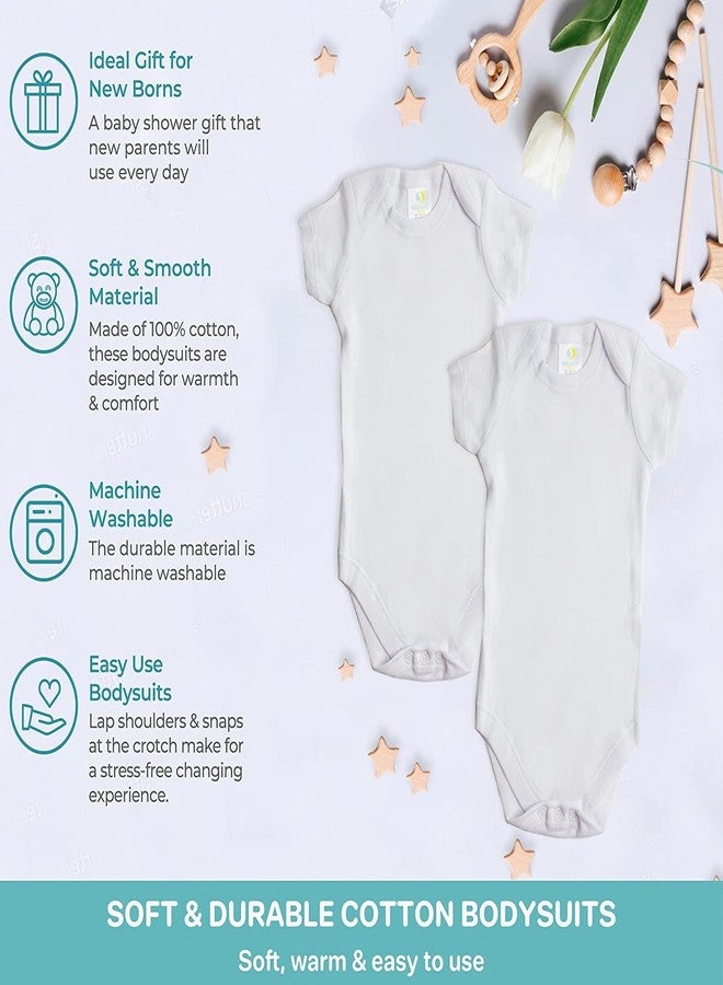 سباسيلك طقم سباسيلك بيبي مكون من 5 قطع من ملابس الأطفال الداخلية القطنية بأكمام قصيرة للأطفال الرضع وحديثي الولادة، أبيض، 18 شهرًا - Image 2