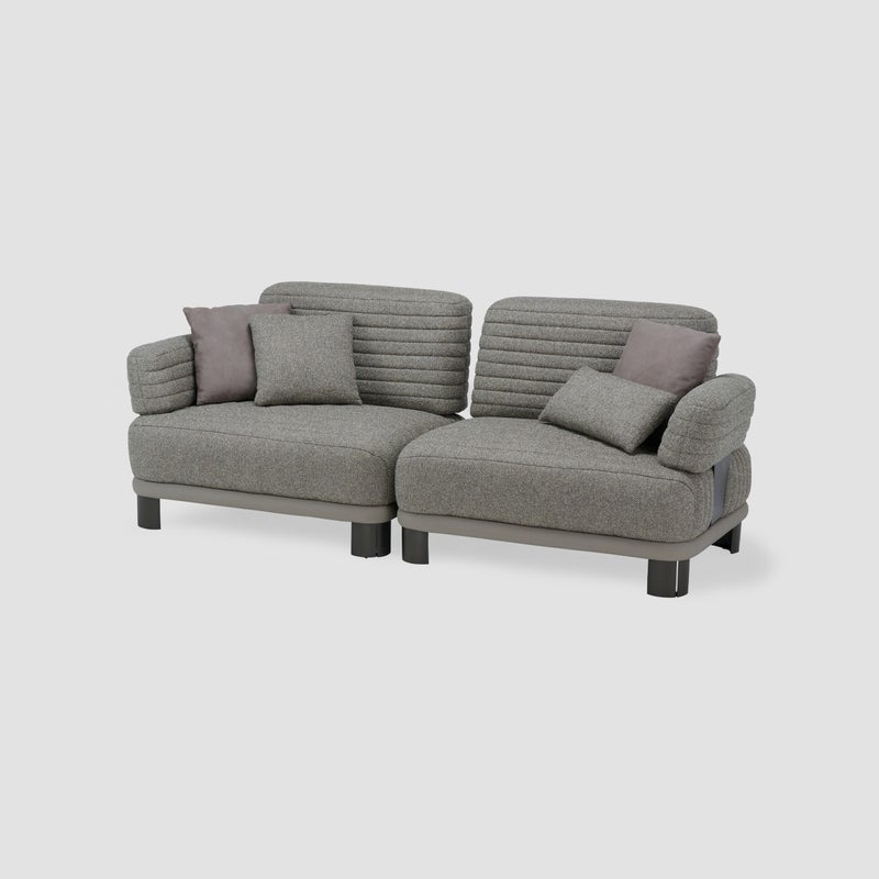AL HUZAIFA FURNITURE Armonia 3 Seater Sofa, Upholstered In Faux Leather & Fabric - Image 2