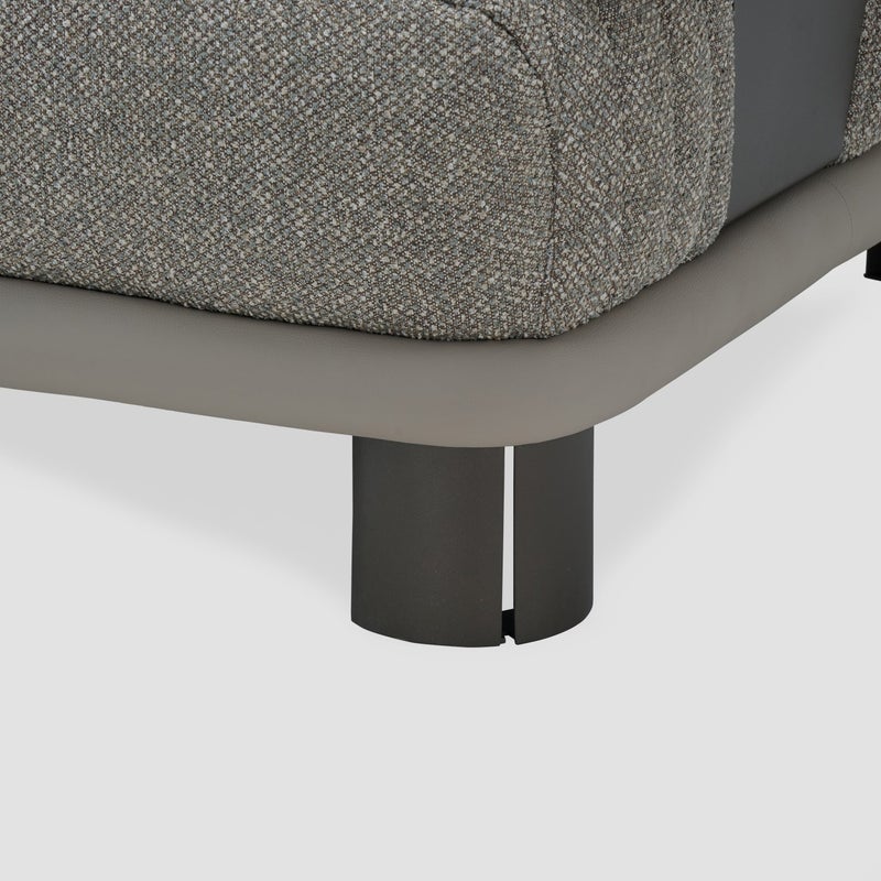 AL HUZAIFA FURNITURE Armonia 3 Seater Sofa, Upholstered In Faux Leather & Fabric - Image 3