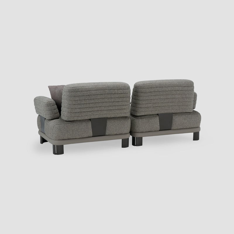 AL HUZAIFA FURNITURE Armonia 3 Seater Sofa, Upholstered In Faux Leather & Fabric - Image 5