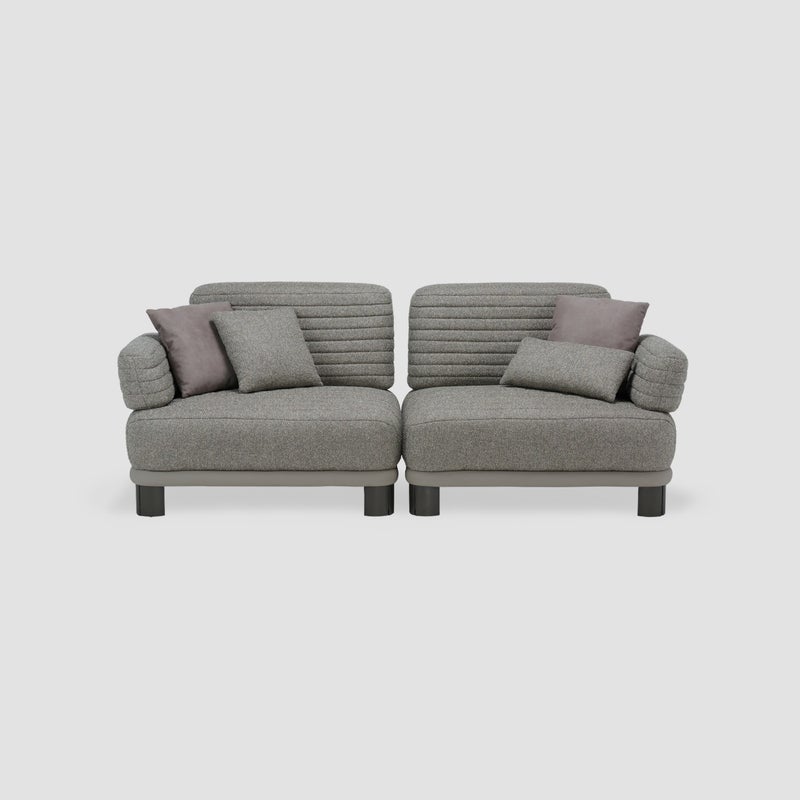 AL HUZAIFA FURNITURE Armonia 3 Seater Sofa, Upholstered In Faux Leather & Fabric - Image 1