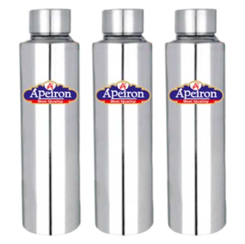 Apeiron Stainless Steel Fridge Bottle | 1000ml | Silver | Leak Proof (Pack of 3) - Image 2