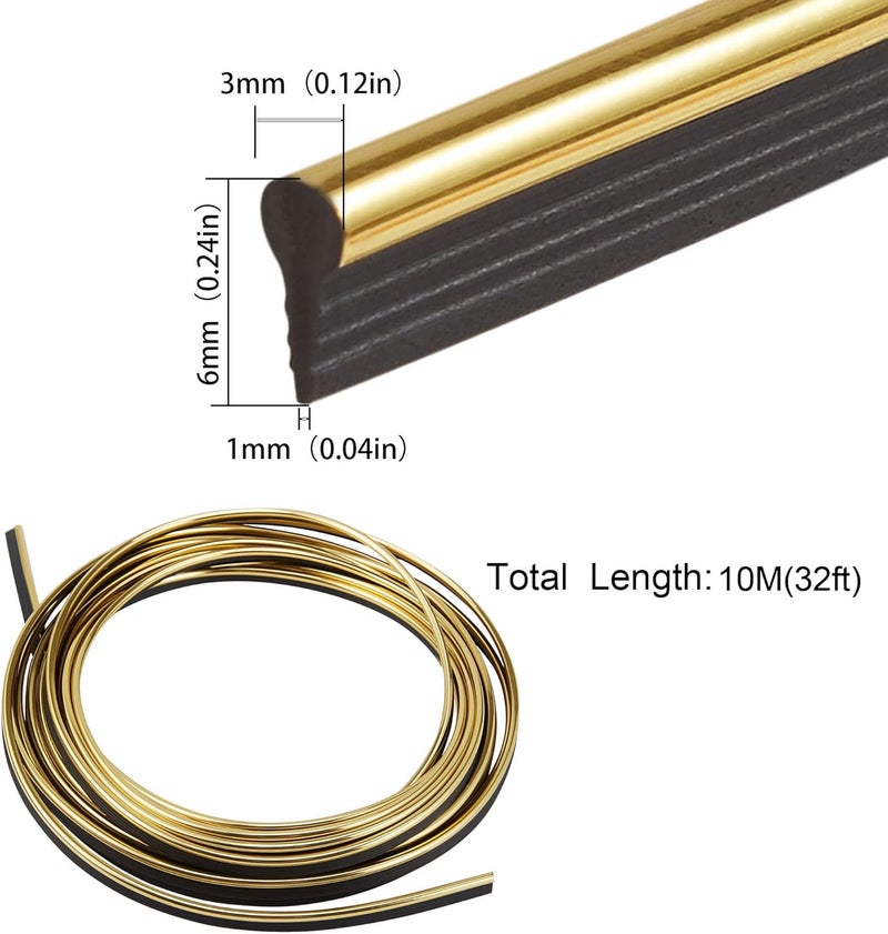 TOMALL Car Interior Moulding Strip Car Decorative Filler Insert Strips 10M(32ft) Flexible Electroplating Decoration Styling Dashboard Accessories with Installing Tool (Gold) - Image 2
