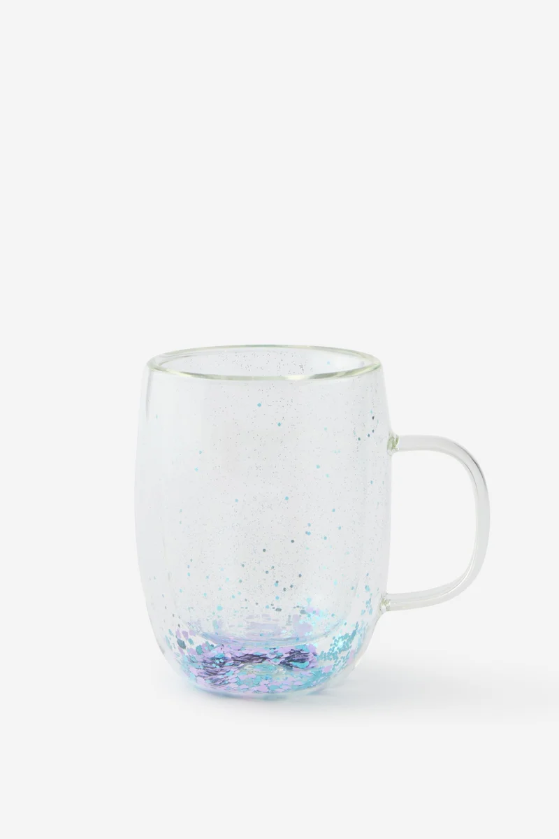 Typo Trapped Glitter Glass Mug