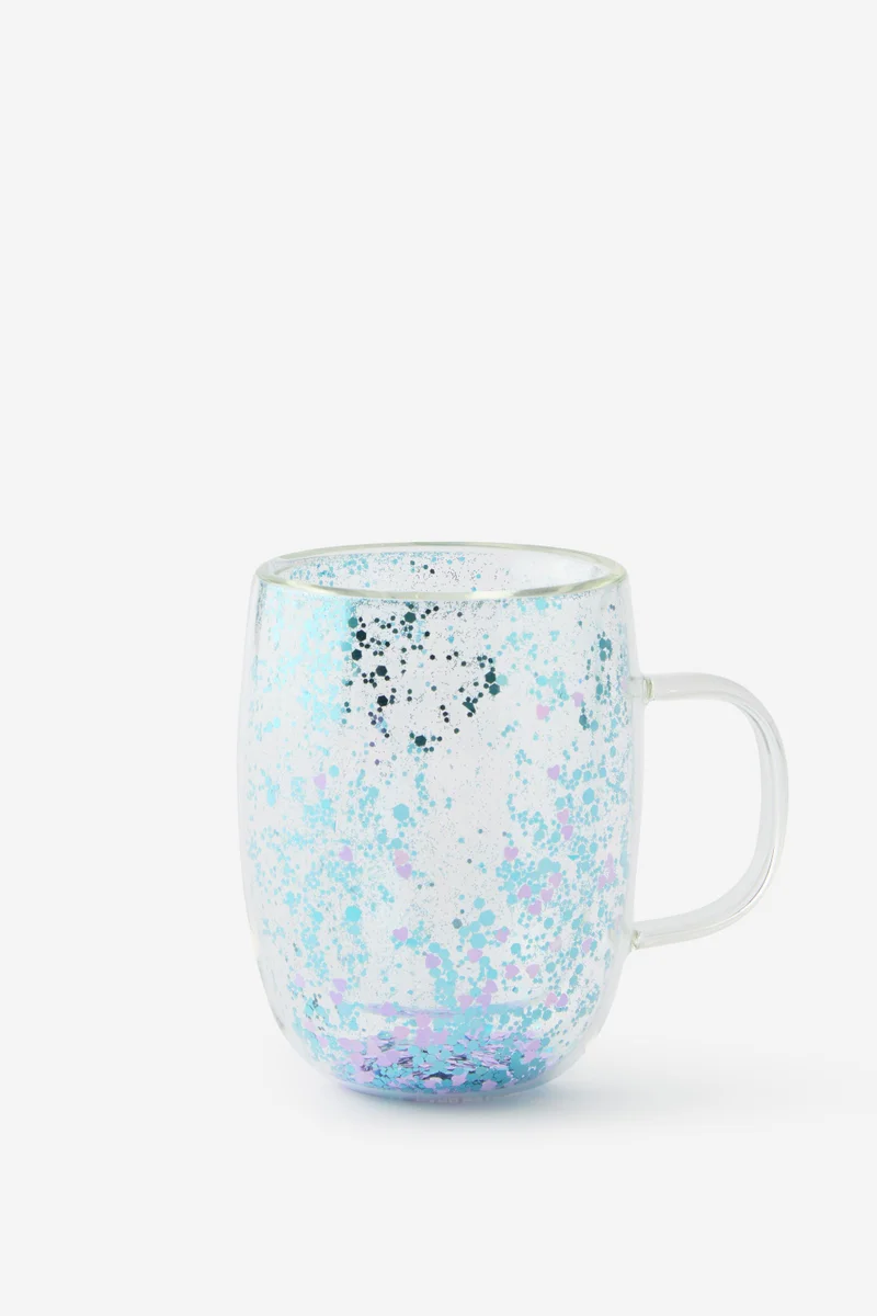 Typo Trapped Glitter Glass Mug