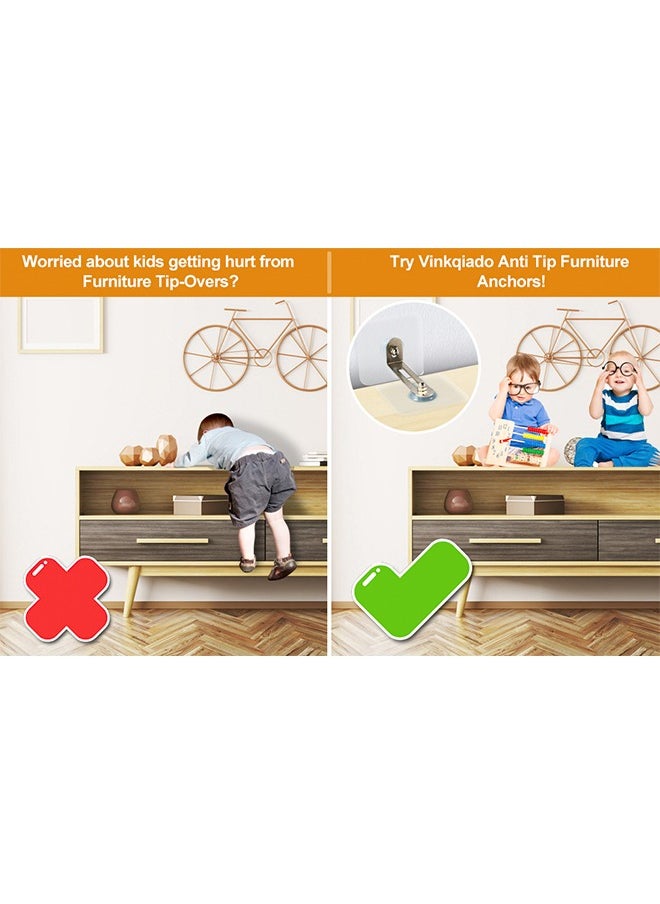 Generic - 2Pcs Adhesive Furniture Wall Anchors Anti Tip Furniture Straps Kit Furniture Wall Adhesive No Drill for Baby Proofing Secure Bookcase Dresser Shelf Cabinet to Wall for Child Safety 6*6cm - Image 1