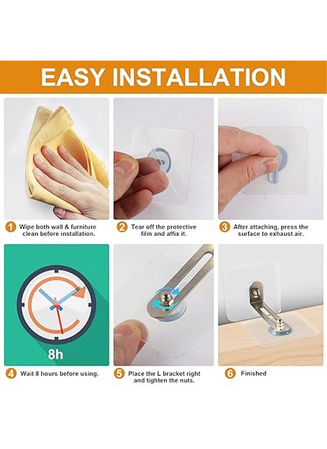Generic - 2Pcs Adhesive Furniture Wall Anchors Anti Tip Furniture Straps Kit Furniture Wall Adhesive No Drill for Baby Proofing Secure Bookcase Dresser Shelf Cabinet to Wall for Child Safety 6*6cm - Image 1