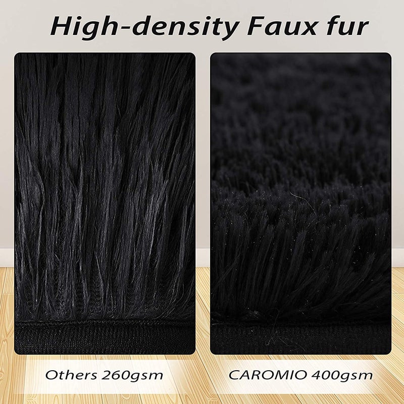 CAROMIO Fluffy Shag Rug, 9' x 12', Extra Soft & Comfy Modern Indoor Shaggy Carpet Rug for Bedroom, Living Room, Girls, Kids, Nursery, Black - Image 3