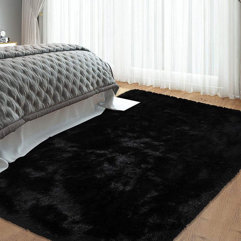 CAROMIO Fluffy Shag Rug, 9' x 12', Extra Soft & Comfy Modern Indoor Shaggy Carpet Rug for Bedroom, Living Room, Girls, Kids, Nursery, Black - Image 2