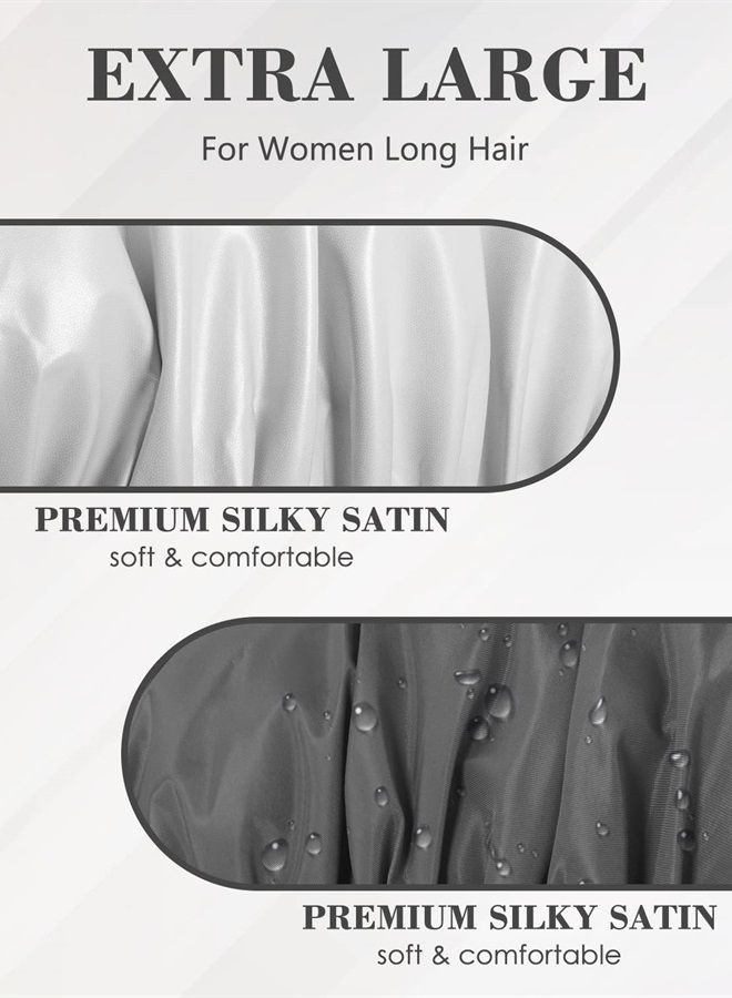 Aquior Shower Caps, Reusable Shower Cap for Women, Waterproof Layer Hair Cap, Large Size for All Hair Lengths,for Girls Spa Home Salon Use (Black) - Image 2