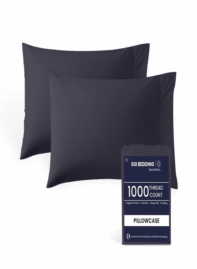 SGI Bedding 1000 TC Egyptian Cotton King Size Pillowcase - Dark Grey, 20X40 Inch - Image 1