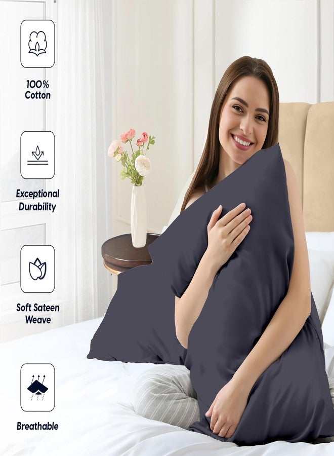 SGI Bedding 1000 TC Egyptian Cotton King Size Pillowcase - Dark Grey, 20X40 Inch - Image 3