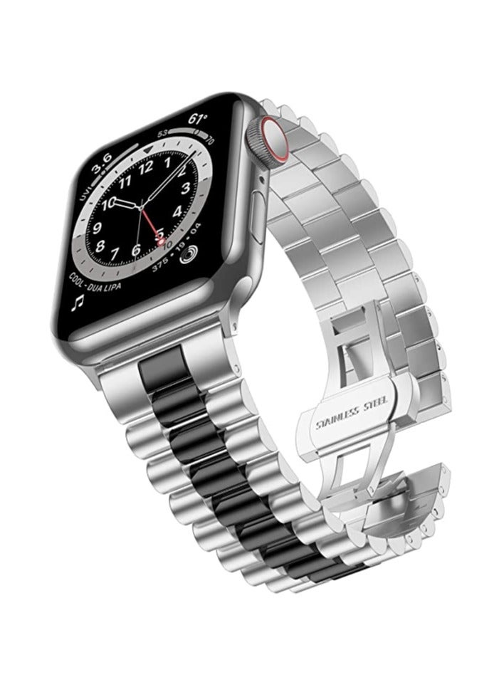 Replacement Band Compatible with Apple Watch 45mm / 44mm / 42mm, Stainless Steel Solid Strap Metal Bracelet for Apple Watch Series 7/6/5/4/3/2/SE - Image 1
