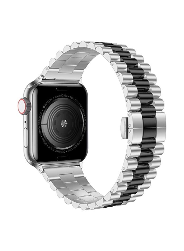 Replacement Band Compatible with Apple Watch 45mm / 44mm / 42mm, Stainless Steel Solid Strap Metal Bracelet for Apple Watch Series 7/6/5/4/3/2/SE - Image 2