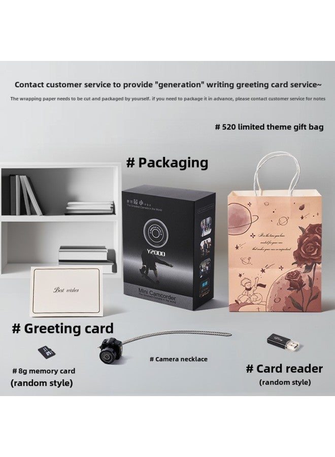 Mini Mini Small Camera Paraphernalia Photographable HD Pixel Student Party Campus Special Ccd Female-Color: Camera + Necklace + 8g Memory Card + Card Reader (can Be Transferred To Mobile Phones And Videos)  - Image 1