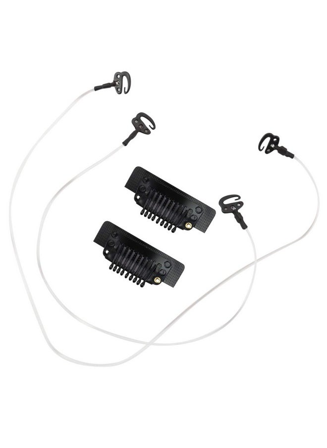Full Shine Black Stickable Clips For Fish Wire Hair Extensions With 2 Invisible Fishing Line Elastic Wire 20Cm And 25Cm Removable Clips  - Image 1