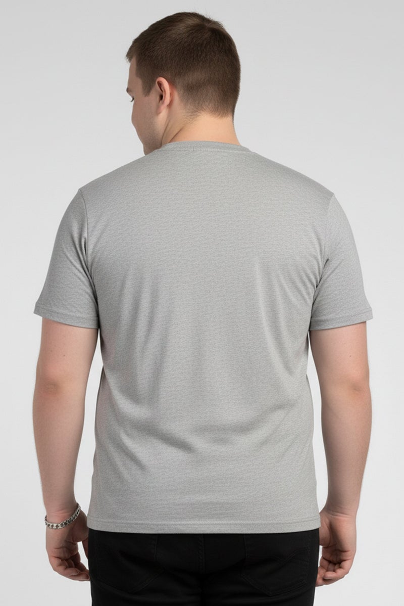 YOTO Men Crew Neck Graphic Print Short Sleeve T-Shirt, Grey - Image 4