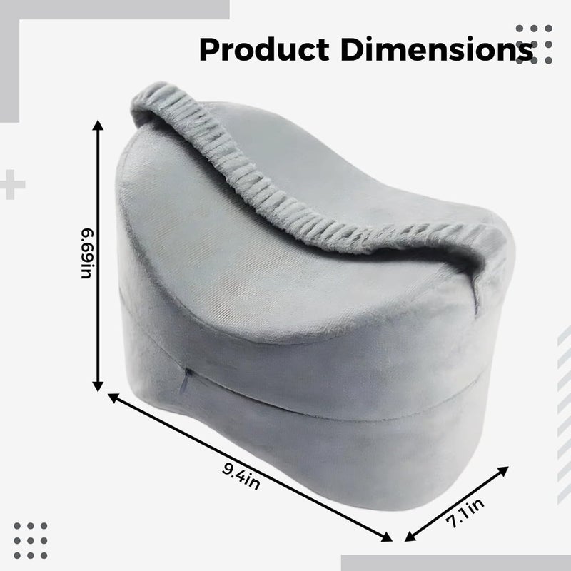 Memory Foam Leg Pillow, Orthopedic Knee Cushion for Leg Support, Pressure Relief, Velvet Cover, Lightweight Band, Gray, for Sleeping - Image 4