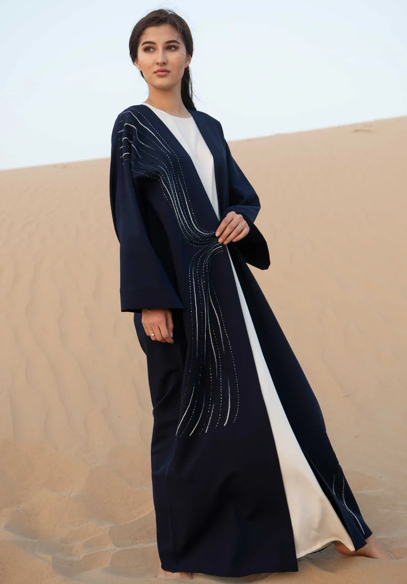 Moistreet Embroidered Open Abaya