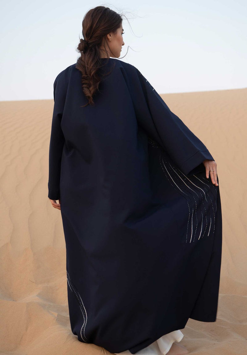 Moistreet Embroidered Open Abaya - Image 3