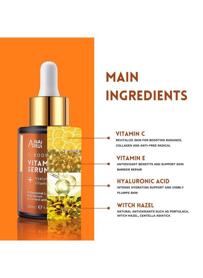 ANAI RUI - Anairui Vitamin C Serum 20% With Hyaluronic Acid Vitamin E Increase Firmness Reduce Fine Lines Wrinklesdark Spot 1Fl. Oz - Image 1