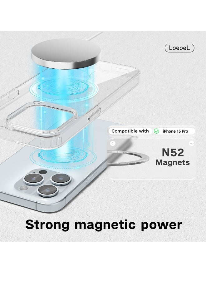 DUSALA iPhone 15 Pro Clear Magnetic Cover Mag Safe Compatible Hybrid Protective Crystal Clear Hard Back Case Shockproof Silicone Frame Slim Transparent Case for Apple iPhone 15 Pro - Image 4