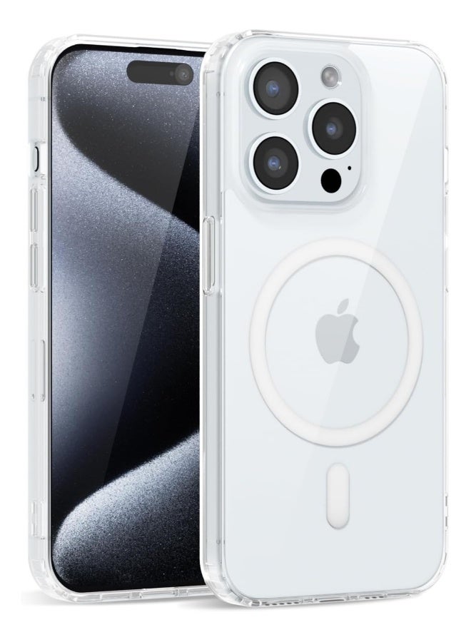 DUSALA iPhone 15 Pro Clear Magnetic Cover Mag Safe Compatible Hybrid Protective Crystal Clear Hard Back Case Shockproof Silicone Frame Slim Transparent Case for Apple iPhone 15 Pro - Image 1