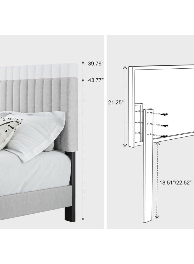 IOILORI Full Size Bed Frame, Fabric Upholstered Platform Bed with Adjustable Headboard, Sturdy Frame and Wooden Slats, Noiseless, No Box Spring Required, Easy to Assemble, Light Grey - Image 5