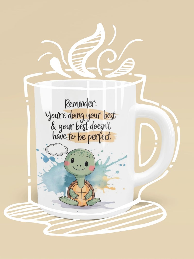 TAJNAN Motivational Coffee Mug – Cute Turtle Design with Quote ‘You’re Doing Your Best & It Doesn’t Have to Be Perfect’ – 11 oz Ceramic Tea & Coffee Cup – Gift for Friends, Students & Office - Image 2
