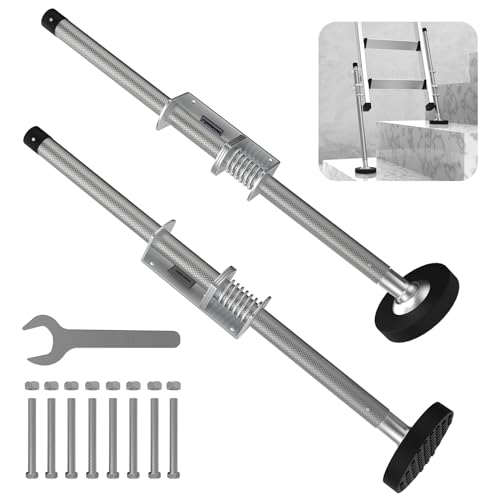 KARRYTON Ladder Levelers for Type II,I and IA Extension Ladders up to 32’,with Anti-Slip Threaded and Adjustable Extension Ladder Legs for Stairs and All Surfaces - Pair (Standard Version （20"）) - Image 1
