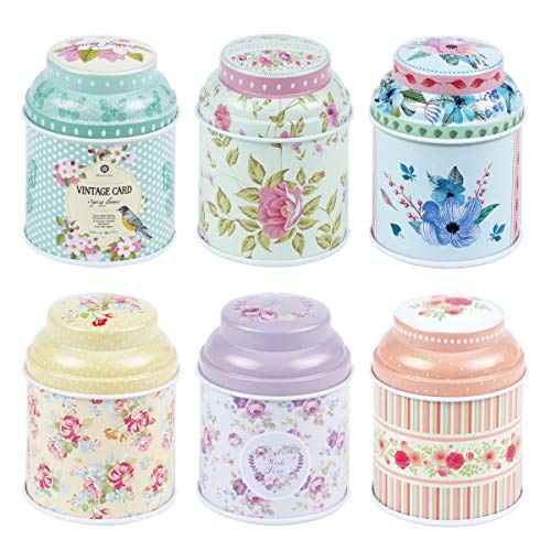 TooGet Elegant Metal Tinplate Empty Tins, Shabby Chic Mini-boxes for DIY Candles, Dry Storage, Spices, Tea, Candy, Party Favors, and Gifts (Cylinder 6-Pack) - Image 1