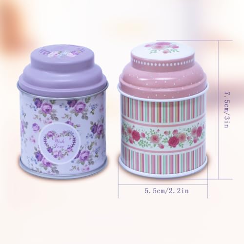 TooGet Elegant Metal Tinplate Empty Tins, Shabby Chic Mini-boxes for DIY Candles, Dry Storage, Spices, Tea, Candy, Party Favors, and Gifts (Cylinder 6-Pack) - Image 2