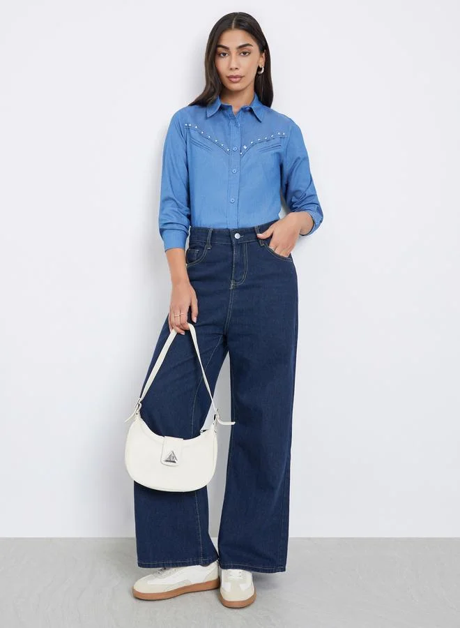 ستايلي قميص دنيم بأكمام طويلة