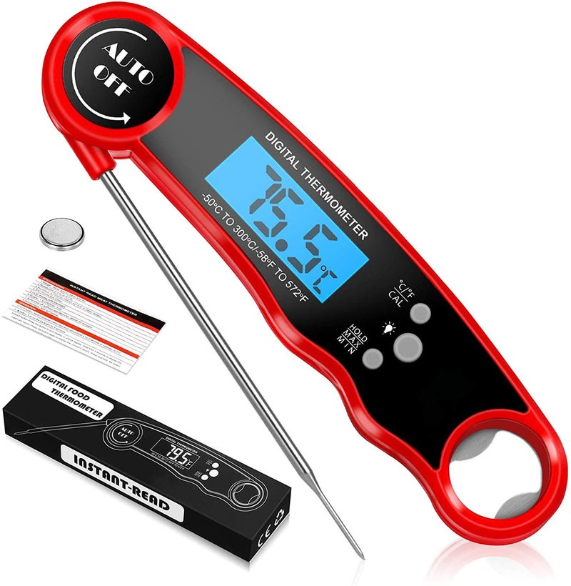 C DEVICE CASON (DEVICE OF C) Plastic -ABS Proffesional Waterproof Digital Lcd Cooking Food Thermometer/Kitchen Thermometer For Cooking Bbq/Barbeque Thermometer Temperature Test Pen (Red), ABS - Image 1